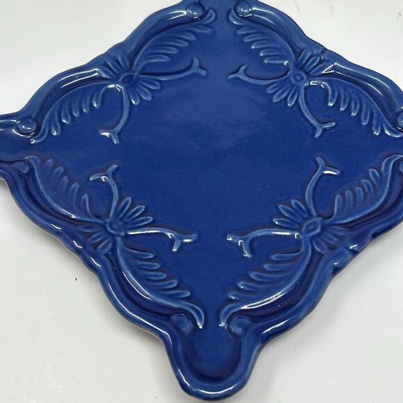 California Pantry Blue Cheese Plate Trivet Ceramic Microwave Safe 6" Square 2009 - Picture 2 of 6